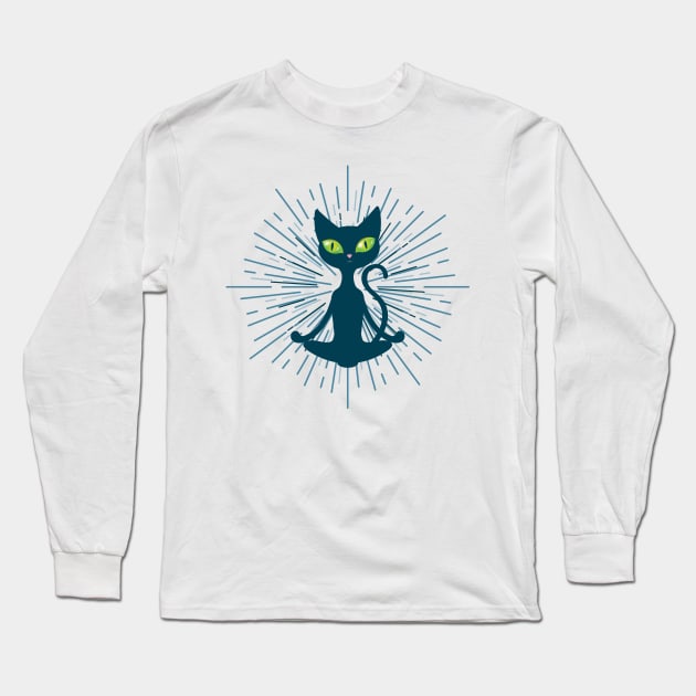 Zen Cat Long Sleeve T-Shirt by ShawneeRuthstrom